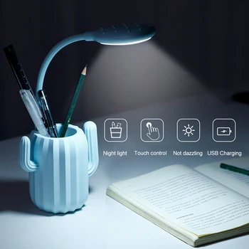 Loominguline LED Multi-funktsioon Silmade Kaitse Tabel Lamp Cactus Storage Tabel Lamp Õpilane Lugemisel USB Laetav Öö Valguses