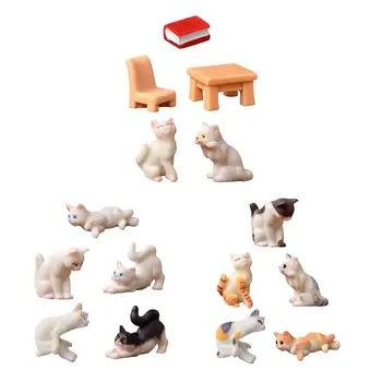 Loominguline Mini Cat Joonis Kogumise Vaigu Kogumine Skulptuur Koogikarpides Torukübar 5Pack Kitty Arvandmed Mänguasja Komplekt Laud-Kapp Decor