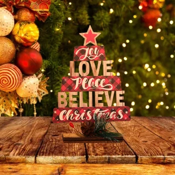 Loominguline Puidust Mini Desktop Christmas Tree DIY Värvitud Kirja Xmas Kaunistused