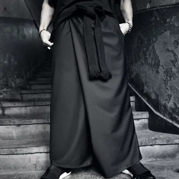 Meeste püksid sügis-talvel lahti kõlar vöö culottes vabaaja püksid meestele suured mustad Yamamoto stiil