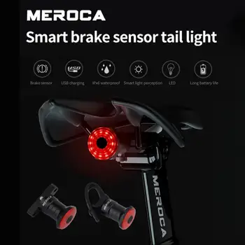 MEROCA Jalgratta Tagumine Tuli IPx6 Veekindel LED Laadimise Jalgratta Smart Auto Piduri Tundlikud Valguse Tarvikud Bike Taillight Kerge