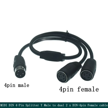 MIDI DIN 4-Pin Splitter Y-Kaabel, MIDI 4-Pin Mees dual 2 x DIN-4 Female Extension Audio-Kaabel digital toote 50cm kaabel