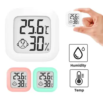 Mini Indoor Smiley Termomeeter Digitaalne LCD Temperatuuri Andur Hygrometer Thermohygrometer Inimese Keha Induktsiooni Andur Detektor