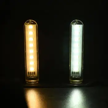 Mini USB Power 8 LED Night Light Kaasaskantav 5V Lugemise Lamp Power Bank Arvuti Sülearvuti Öösel Tuled Mini U Disk Lamp