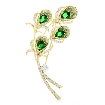 MOGAKU Retro Roheline Rhinestone Prossid Naiste Temperament Kristall-Lill Pin-Mantel Rinnamikrofon Nööpnõelad Sõle Vintage Ehted Ornament