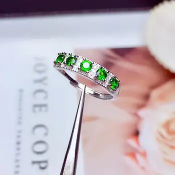 Mood elegants Armas armas Rida Looduslik roheline diopside Ringi S925 Hõbe Loomulik Gemstone Ring girl Naiste partei kingitus Ehted