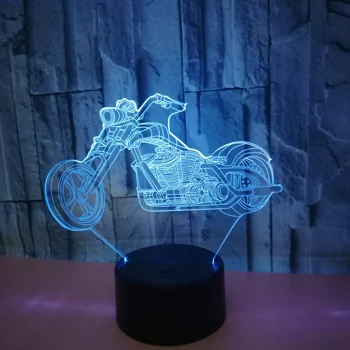 Mootorratas Mootorratas LED 3D Illusioon Visuaalne Öö Valguses Loominguline Magamistuba Teenetemärgi Kerge Pila Lamp Lapsed Kingitus Suveniiri