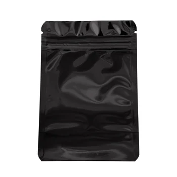 Must 8.5x13cm Püsti Tõmblukk Zip Lock Alumiinium Foolium Toiduainete Pakend Pakend Kotid 100tk/palju Grip Tihend Suupisted Pähklid Mylar Kott