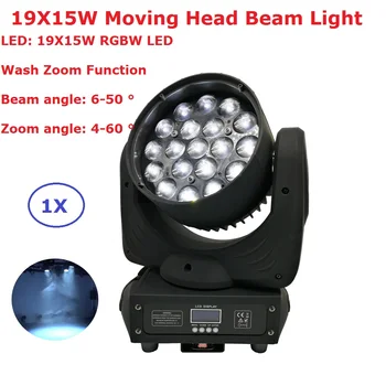 Müük LED Moving Head Valgusvihu Pesta Zoom 19X15W Suure Võimsusega RGBW Quad Värvi Segamine 16 DMX Kanalid Laser Dj DMX lavatuled