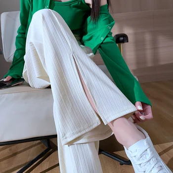 Naiste Aprikoosi Pilu, Vabaaja Pikad Püksid Vintage Kõrge Daamid Püksid Kottis Korea 2023 Kevadel/Suvel/Sügisel Lai Jalg Naine