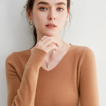 Naiste Kampsun V-kaelus Worsted Kašmiir Kootud Pullover (Solid Color Õhuke Pehme Naiste Vest Kevad-Sügis Vabaaja Soe Särk