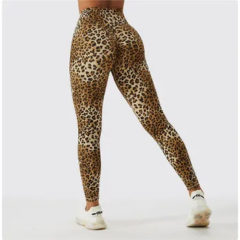 Naiste Sport Säärised Leopard Printida Jooga Püksid, Virsik Hip Lift, Kõrge Piha ümber Pingul Sport Säärised Fitness Püksid Naistele