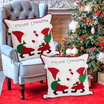 Näota Mees Jõulud 2021 Padi Hõlmab 45x45 Punane Tikand Padi Lumehelves Padjapüür Diivan Kodu Dekoratiivsed