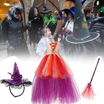 Nõid Kostüüm Tüdrukute Roosa Halloween Witch Kleit Luud Hingav Ja Mugav Tulemuslikkuse Karneval