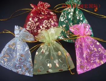 OMH hulgi 50tk roosid armastus südames segatud 20 värvi valik nizza hiina voile kingitus kotid 12x10cm Ehted tasuta shipping
