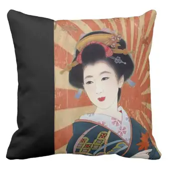 Oriental Vintage Jaapani Geisha Prindib Padjast Juhtudel Must Päikese Jaapani Stiilis Kimono Padi Ukiyo Art Tool 18