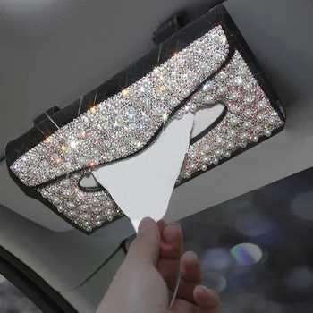 Pearl Rhinestone Auto Visiir Kudede Paberi Kasti Omanik Rippuvad Teemant Kristall Paber Korraldaja Kate Nii Bling Auto Accessorie