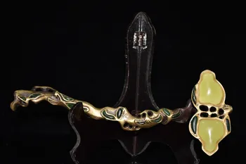 Peen Antiik Inkrusteeritud Näita Jade Puhas Vask Ruyi Ornament