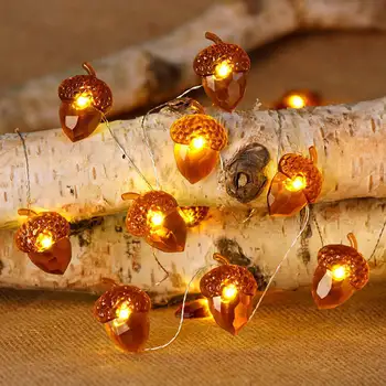 Piiriülese Jõulud valgustus LED männikäbi vask traat tuli 8 funktsiooni veekindel aku kast tammetõru kuju lamp string