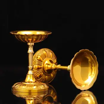 Puhas Vask Lotus Võid Lamp Omanik Vask Lambihoidja 24-Tunni Küünlajalg Leibkonna Buddha Ees Laterna Küünal