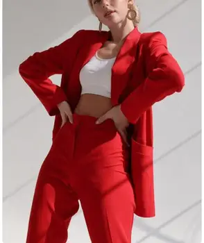 Punane Naiste Pantsuits Salli Rinnamikrofon Jope+Püksid Naiste Äri Ülikonnad, Naistel Pantsuit Naiste Püksid Sobivad Custom Made