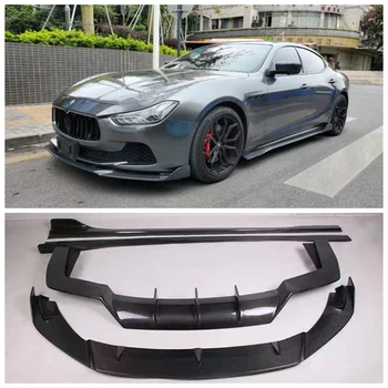 Päris Carbon Fiber Bumper Front Lip Lõhkujad + Tagumine Difuusor + Spoiler + Pool Seelik Kaitsmega Maserati Ghibli 2018-2022