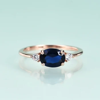 Pärl on Ilu Rose Gold Filled Nano Safiir Sinine Sõrmused 925 Sterling Hõbe Kaasamise Ettepaneku Pulm Bänd Ring Naiste Kingitus