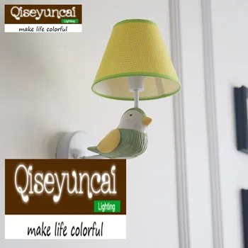 Qiseyuncai Ameerika väike värske lindude laste toas seina lamp lihtne poiss, tüdruk, magamistuba vaik valgustus, tasuta shipping