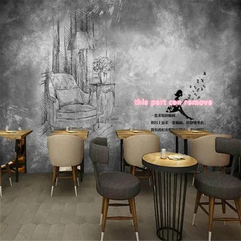 Retro Hall Tsement Seina Taustal Seina Paber 3D Cafe Restaurant Lounge Bar Tööstus-Decor Seinamaaling Tapeet 3D-De Papel Parede