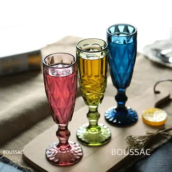 Retro Värvi Pressitud Šampanja Klaas Loominguline Väike Mahla Klaas Pokaalilaadse Leibkonna Paksenenud Punase Veini Klaas Veini Komplekt
