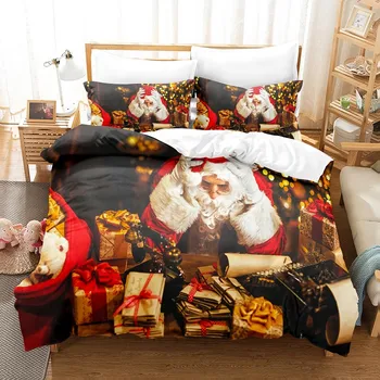 Santa Claus Bettbezug-set 3d Digitaldruck Bett Leinen Mode Design Tröster Abdeckung Bettwäsche-komplekti Bett Komplekt