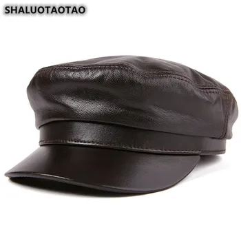 SHALUOTAOTAO Ehtne Nahk Müts Meeste, Naiste Sügis-Talv Kvaliteedi Lambanahk Nahast Sõjaväe Mütsid Marki Snapback Korter Kork