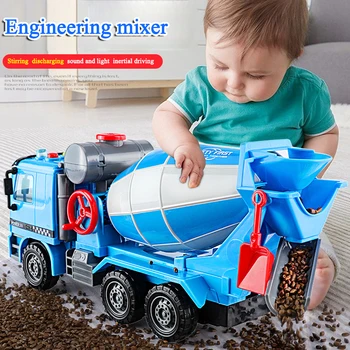 Simulatsioon inertsiaalsed engineering veoauto tsemendi segamine heakskiidu suur poiss heli ja valguse konkreetsete mänguasja auto