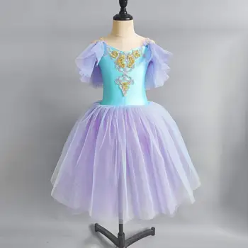 Sinine Lilla Pikk Romantiline Ballet Tutu Tüdruk Naiste Ballett Kostüüm Tulemuslikkuse Ballett Tantsu Kleit Tüdrukud Tutu Seelikud Printsess Kleit