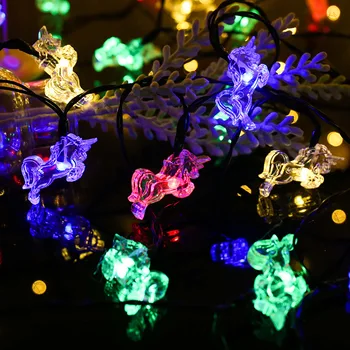 Solar Powered Roosa Ükssarvik Hobuse Kuju String Tuled Gerlyanda Dekoratiivne LED Jõulud Tuled Partei Puhkus Decor Vanik
