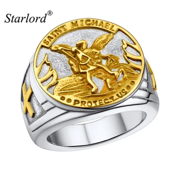 Starlord St. Michael/St Christopher Sõrmus Suurus 7-#12 Roostevabast Terasest Amulett Ringi Meeste Teismeliste Poiste PSR499