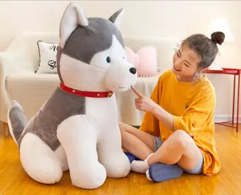 suur 95cm cartoon husky -, plüüš-mänguasi, kükitades koer pehme nukk kallistamine patja jõulukingiks h1310