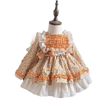 Sügisel hispaania Laste Kleit Pompong Printsess Kleit Baby Tüdrukud, Sünnipäev, Pulmad Kleit Tüdrukud Jõulud Kleit Thanksgiving
