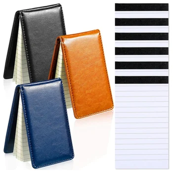 Tasku Notepad Komplekt 3.5X5.5In Portable Business Notepad 50 Sisemise Lehekülge Ja 6 Notepad Asendamine,Must+Pruun+Sinine