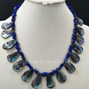Tasuta Kohaletoimetamine Mood Ehteid Uus-Meremaa Ablone Shell Loomulik Lapis Lazuli Kunsti Helmed Kaelakee 17.5