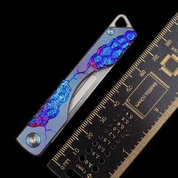 Titaani sulam, käsitsi nikerdatud kokkuklapitavad nuga kaasaskantav multifunktsionaalne väljas taktikaline ellujäämise nuga EDC kingitus nuga