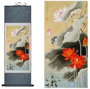 Traditsiooniline silk art maali -, lindude ja vesiroosi Hiina Kunsti Maali siseministeeriumi Teenetemärgi Hiina maali
