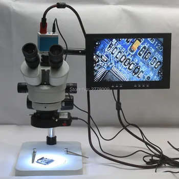 Trinocular Stereo Mikroskoop 3,5 X-90X Pidev Suurendusega 16MP HDMI Tööstus Kaamera LED valgusallikas 10-tolline Monitor
