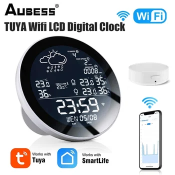 Tuya Wifi Smart Termomeeter Hygrometer LCD Digitaalne Kell, Temperatuur, Õhuniiskus Arvesti Ilmateade Jaama Backlight