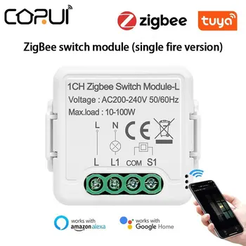 Tuya ZigBee 3.0-off Seade 1/2/3/Tänaval valgus Smart Switch Mini Kaitselüliti Lülitab Moodul Töö Googele Kodu Alexa