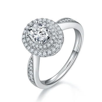 Type93b 1.0 ct Moissanite Ring 925S Hõbe Kummaline Kuju Valge Kuld Lab Diamond CVD HPHT Originaalseid Ehteid Naistele