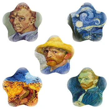 Tähe Kujuline Klaasist kivi ümber koos Van Goghi Portree Maalid Korter Tagasi DIY Baasi Kate Cameo Kunsti Mustrid ja Ehted Järeldused Teha