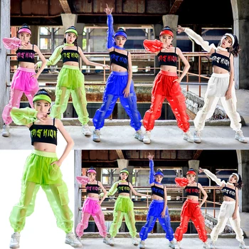 Tüdrukud, Cool Jazz, Hiphop Korea 5 Topid Värv Vest Püksid Street Tantsu Kostüümid Ühtne Catwalk Tulemuslikkuse Kingitused Hipster Sobib
