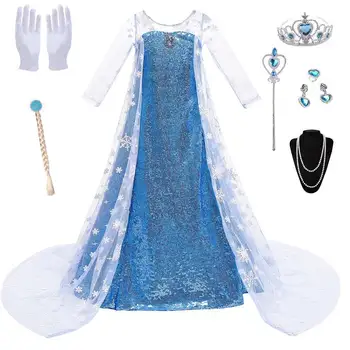 Tüdrukud Elsa Kleit Külmutatud 2 Printsess Cosplay Elsa Peep Varba Kingad Kostüüm Lume Kuninganna Prindi Sünnipäeva Karneval Kleit Lapsed Kotti Riideid