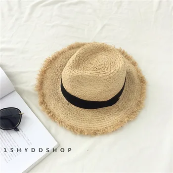 Unisex Vabaaja Lindi Jazz Müts Naiste Suvel Burrs Raffia Straw Hat Mees Väljasõit Sun Beach Müts Fashion Girl Reisi Kevad Panama Müts